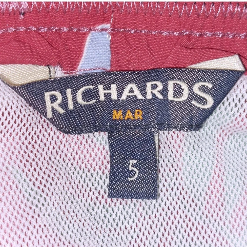 Richards Mar Rio de Janeiro Mens Red Floral Tropical Swim Trunks Shorts Size 5
